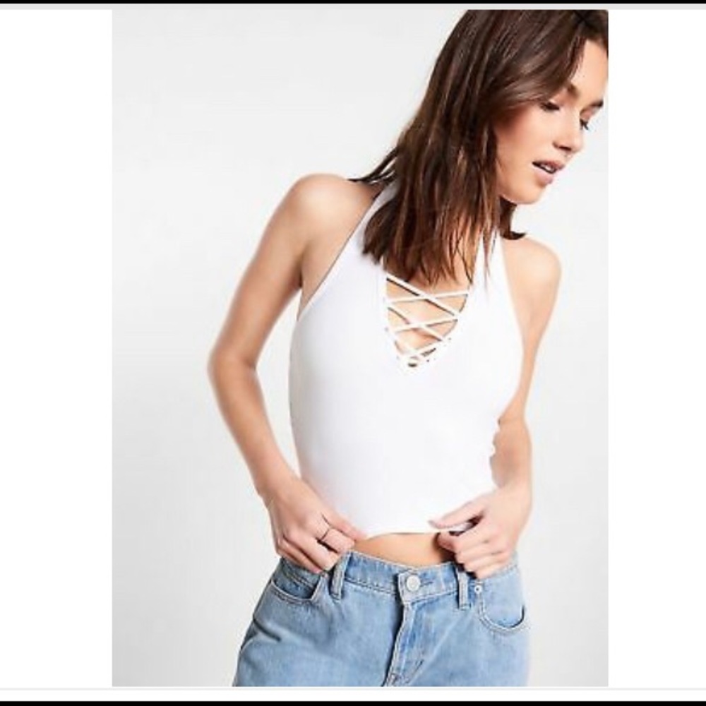 Express White Lace Halter Top